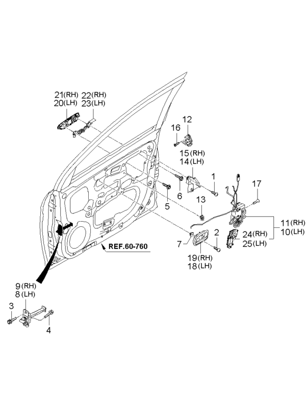 Kia Hyundai 9573607100 SWITCH ASSY-FR DR LOCK RH
