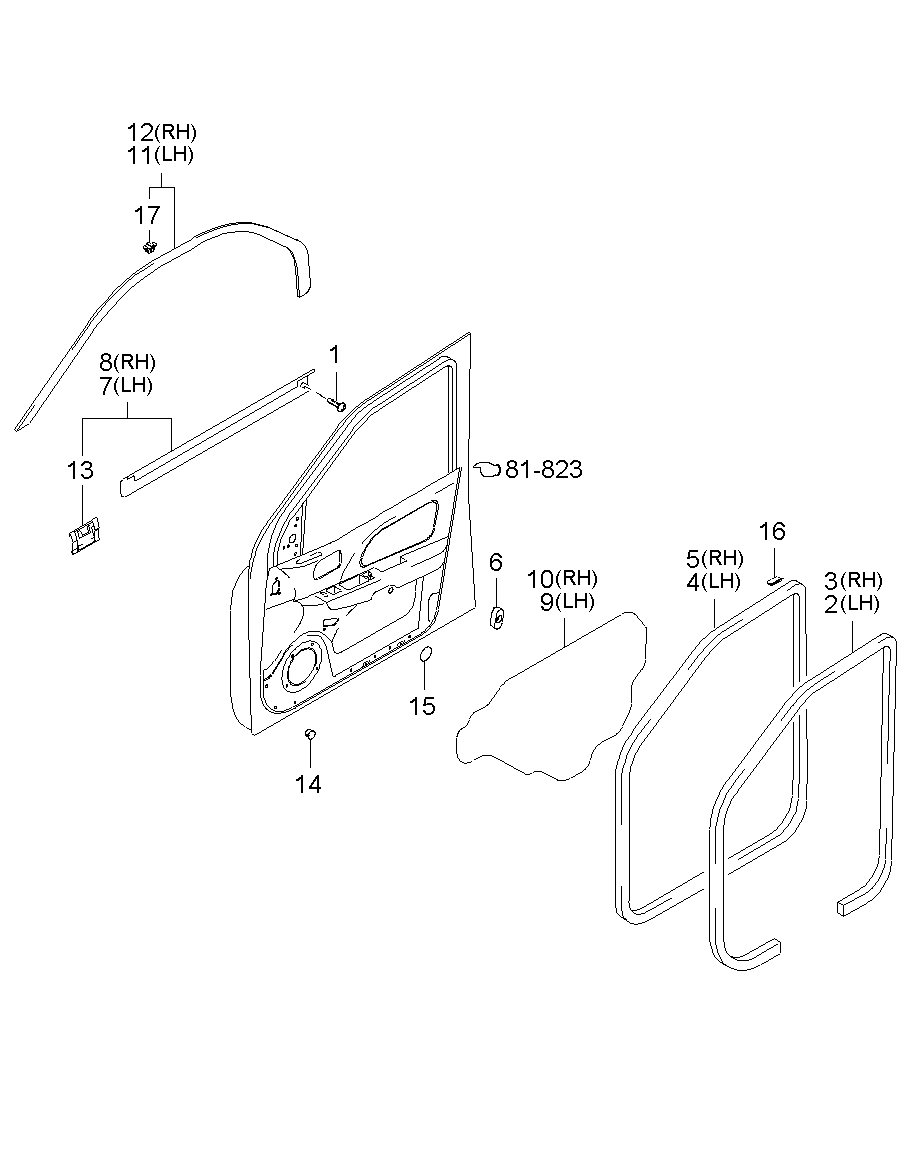 Kia Hyundai 828533D000 RETAINER-FR SURROUND MLD"